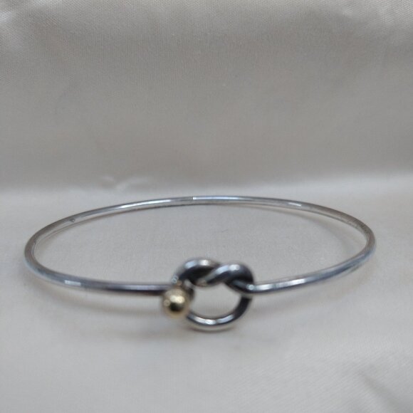 Tiffany & Co. Love Knot Bangle Bracelet 925 750 Silver Gold - Picture 1 of 11